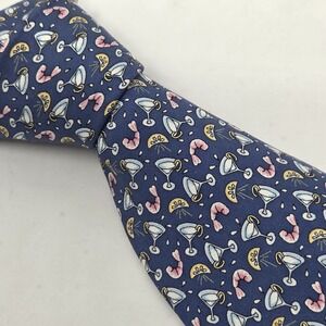 Vineyard Vines Men's Neck Tie Blue Shrimp Cocktail AOP 100% Silk Made in USA